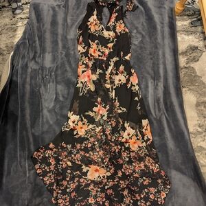 Black Halter Sundress for Wedding Guest with Sleeveless Design and High Low Hem